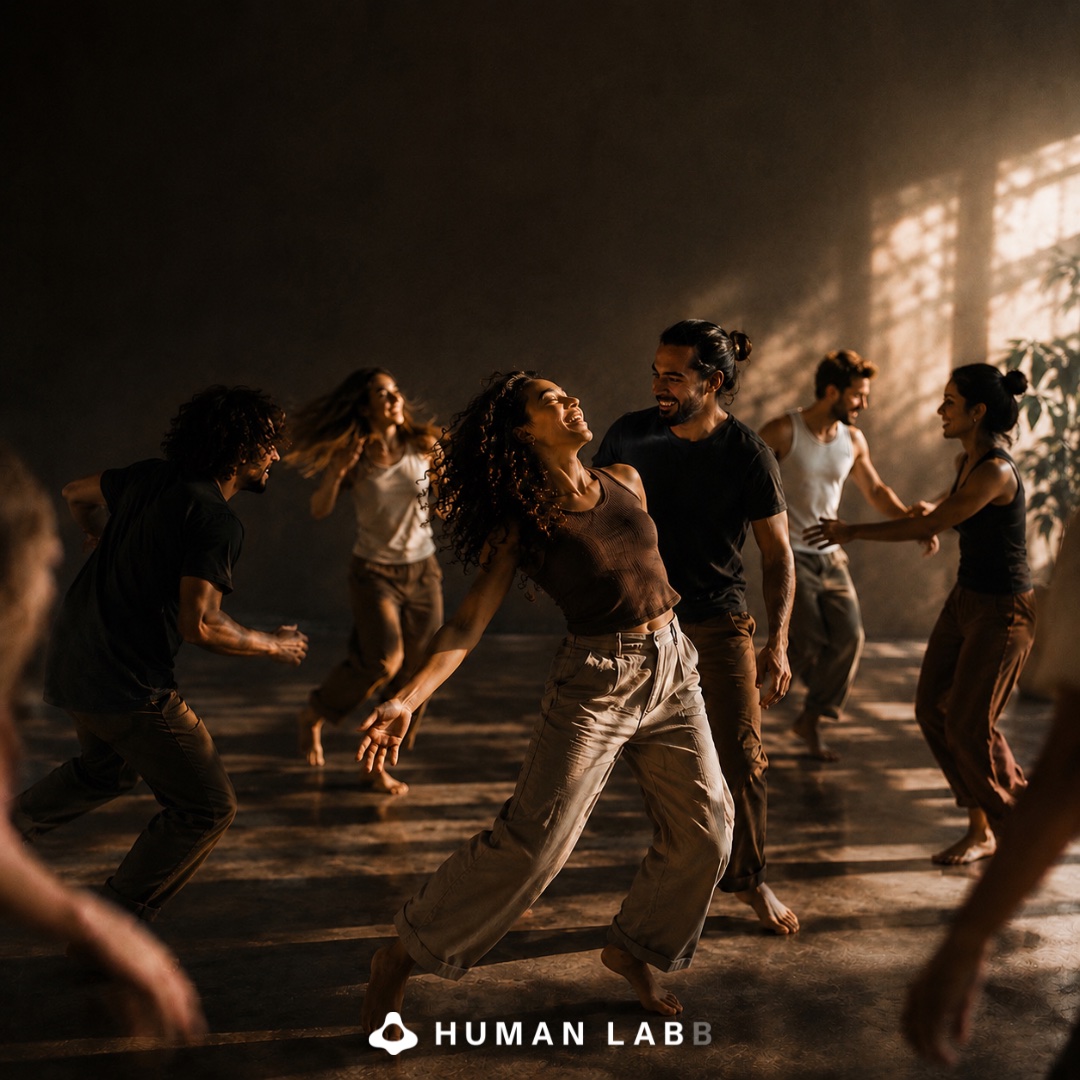 People moving freely together in a Play session